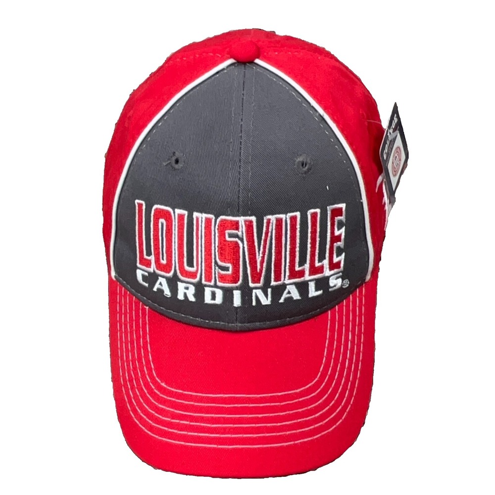 Vintage Louisville Cardinals Hat Cap Strap Back Base Ball Dad Adult Men Red Gray